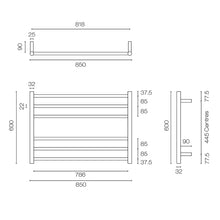 Load image into Gallery viewer, Tube 6 Bar Heated Towel Ladder 600 X 500 Chrome
