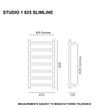 Load image into Gallery viewer, Studio 1 825x450 Slimline Heated Towel Rail Stainless Steel
