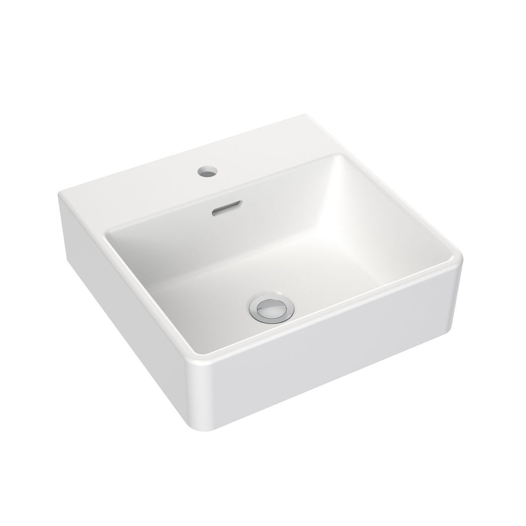 Square Wall Basin 400mm 1 Tap Hole