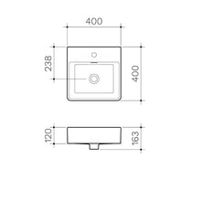 Load image into Gallery viewer, Square Wall Basin 400mm 1 Tap Hole

