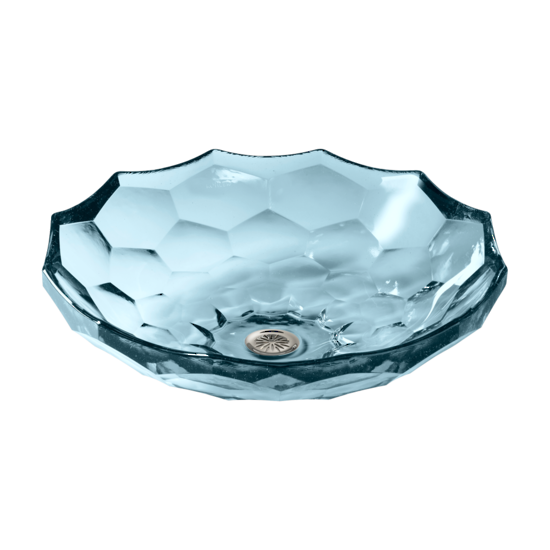 Briolette Faceted Glass Vessel Basin Translucent Dusk