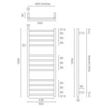 Load image into Gallery viewer, Tube 1200mm x 500mm 12 Bar Heated Towel Ladder
